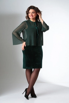 Костюм с платьем 1439 изумруд LADIS LINE