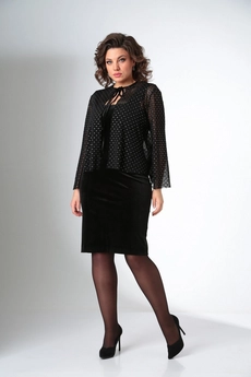 Костюм с платьем 1439 черный LADIS LINE