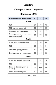 *Костюм брючный 1493 голубой LADIS LINE