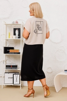 Костюм с платьем 1510 бежевый LADIS LINE