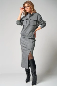 Костюм с юбкой 373 серый LAIKONY