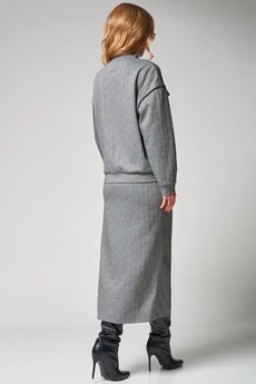 Костюм с юбкой 373 серый LAIKONY