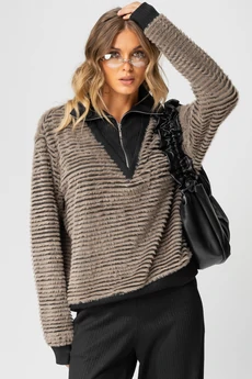 Костюм брючный 383 табак + черный LAIKONY