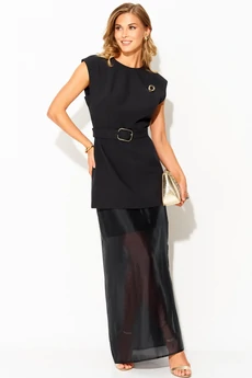 Костюм с юбкой 393 черный LAIKONY