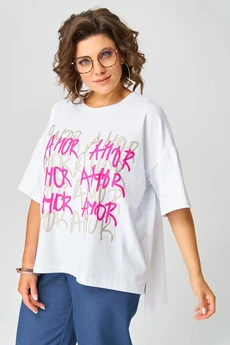 Футболка 082 белый + золотой amor LARINI