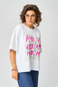 Футболка 082 белый + золотой amor LARINI