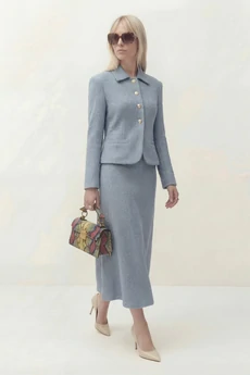 Костюм с юбкой 1831 голубой Lokka