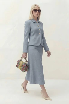 Костюм с юбкой 1831 голубой Lokka