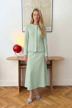 Костюм с юбкой 1852 фисташковый Lokka