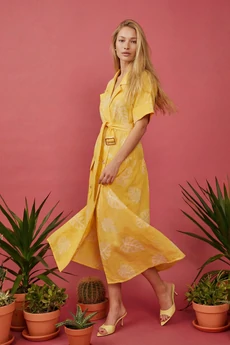 Платье 1874 желтый + белый Lokka