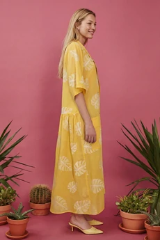 Платье 1874 желтый + белый Lokka