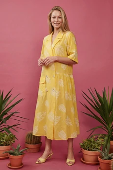 Платье 1874 желтый + белый Lokka