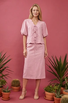 Костюм с юбкой 1912 розовый Lokka