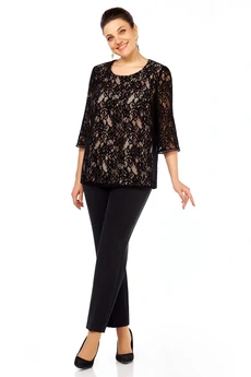 Костюм брючный 11677 черный бархат LaKona