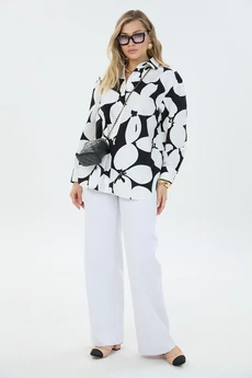 Костюм брючный К1440194 черно-белый LM (Лаборатория моды)