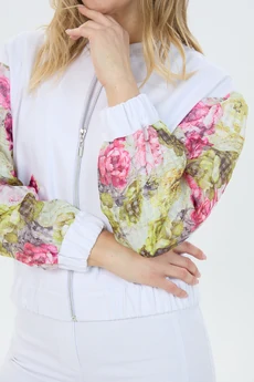 Бомбер М168 цветы на белом LM (Лаборатория моды)