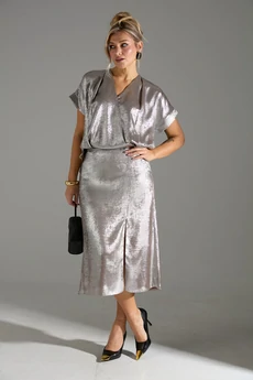 Костюм с юбкой 094 бежевый шиммер LM (Лаборатория моды)