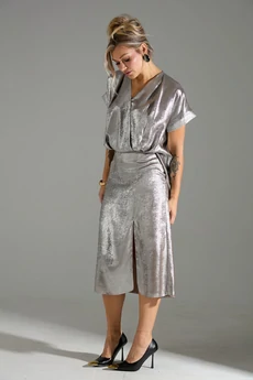 Костюм с юбкой 094 бежевый шиммер LM (Лаборатория моды)