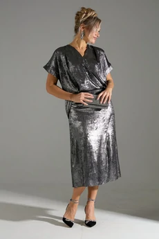 Костюм с юбкой 094 серый шиммер LM (Лаборатория моды)