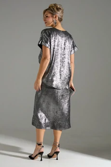 Костюм с юбкой 094 серый шиммер LM (Лаборатория моды)