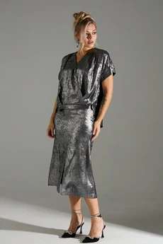 Костюм с юбкой 094 серый шиммер LM (Лаборатория моды)