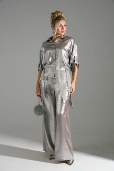 Костюм брючный 098 бежевый шиммер LM (Лаборатория моды)