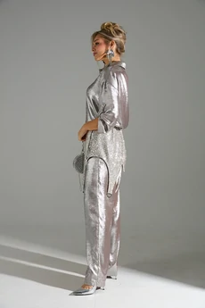 Костюм брючный 098 бежевый шиммер LM (Лаборатория моды)