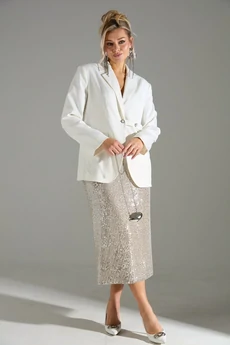 Костюм с юбкой 4243 белое золото LM (Лаборатория моды)
