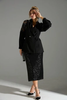 Костюм с юбкой 72042 черное кружево LM (Лаборатория моды)