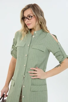 Костюм с платьем 8032 зеленая  полоска LM (Лаборатория моды)