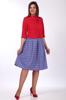 Костюм с юбкой 1027-1 красный+синий Lady Style Classic