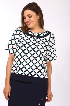 Костюм с юбкой 1066-1 темно-синий+молочный Lady Style Classic