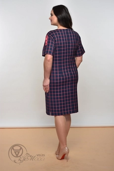 Платье 1158 синий+красная клетка Lady Style Classic