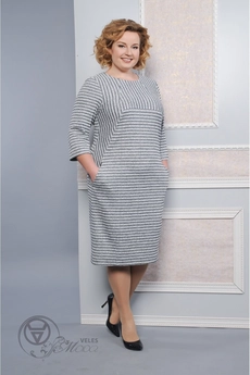 Платье 1234 серая полоска Lady Style Classic