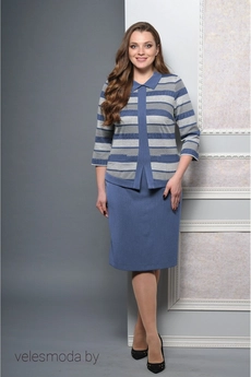 Костюм с юбкой 1292 синие тона Lady Style Classic