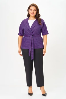 Костюм брючный 1403-10 черный с фиолетовым Lady Style Classic