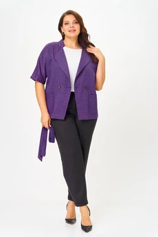 Костюм брючный 1403-10 черный с фиолетовым Lady Style Classic