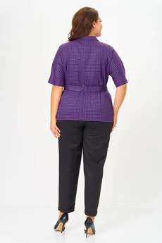 Костюм брючный 1403-10 черный с фиолетовым Lady Style Classic