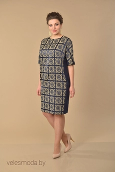 Платье 1474 синий+ромашка Lady Style Classic