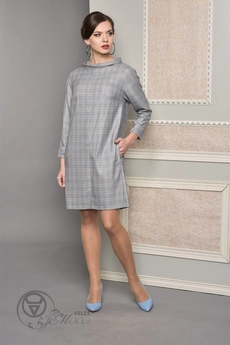 Платье 1520 светло-серая клетка Lady Style Classic