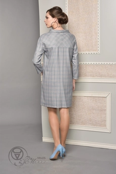 Платье 1520 светло-серая клетка Lady Style Classic