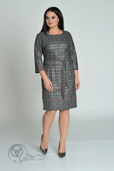 Платье 1551 серый+оранж полоски Lady Style Classic