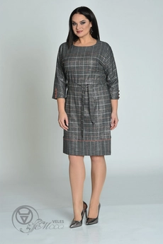 Платье 1551 серый+оранж полоски Lady Style Classic
