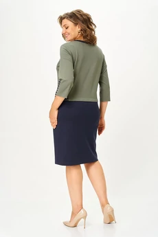 Платье 1772 зеленый + синий Lady Style Classic