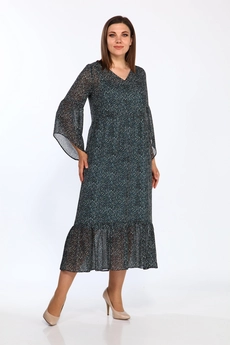 Костюм с платьем 1802-2 черный+зеленый Lady Style Classic