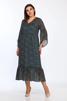 Костюм с платьем 1802-2 черный+зеленый Lady Style Classic