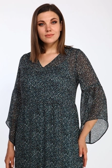 Костюм с платьем 1802-2 черный+зеленый Lady Style Classic