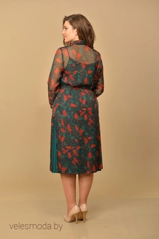 Костюм с платьем 1861-1 зеленый+рябина Lady Style Classic