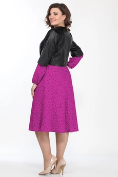 Костюм с платьем 2256-4 черный + фуксия Lady Style Classic
