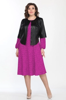 Костюм с платьем 2256-4 черный + фуксия Lady Style Classic
